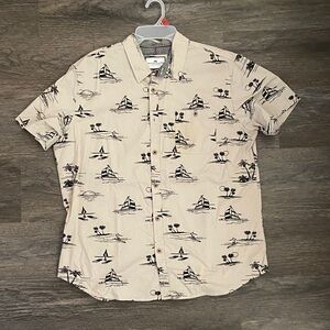 Men's Beige Nautical Print Shirt